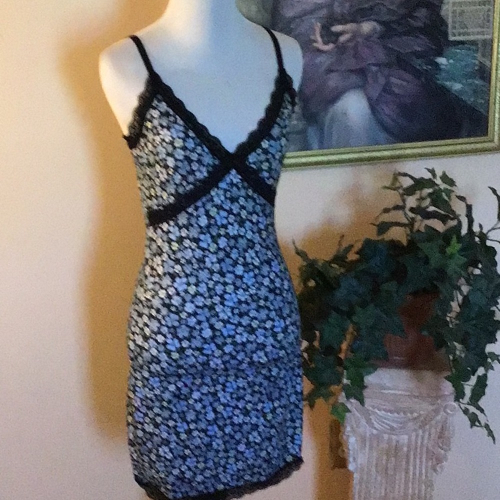 Navy blue floral sheath, mini dress